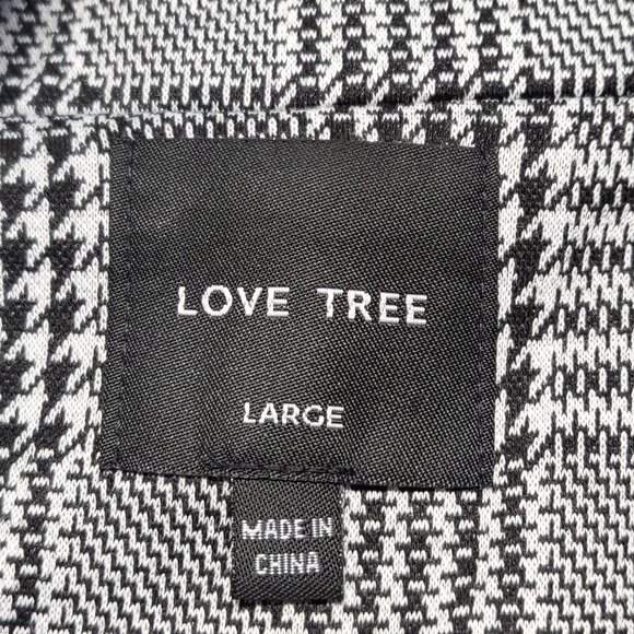 Love Tree Cardigan Sweater Tunic Womens Large Open Front Houndstooth Plaid - Picture 4 of 14